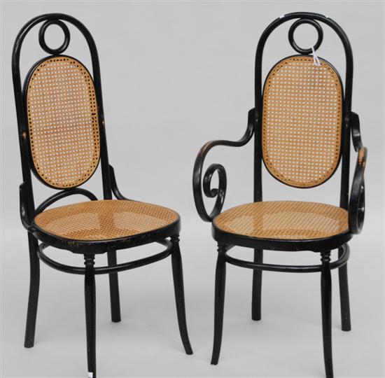 Appraisal: SET OF SIX DINING CHAIRS Italian bentwood Hoffman design caned