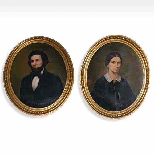 Appraisal: A Pair of American Victorian Oil on Canvas Portraits circa