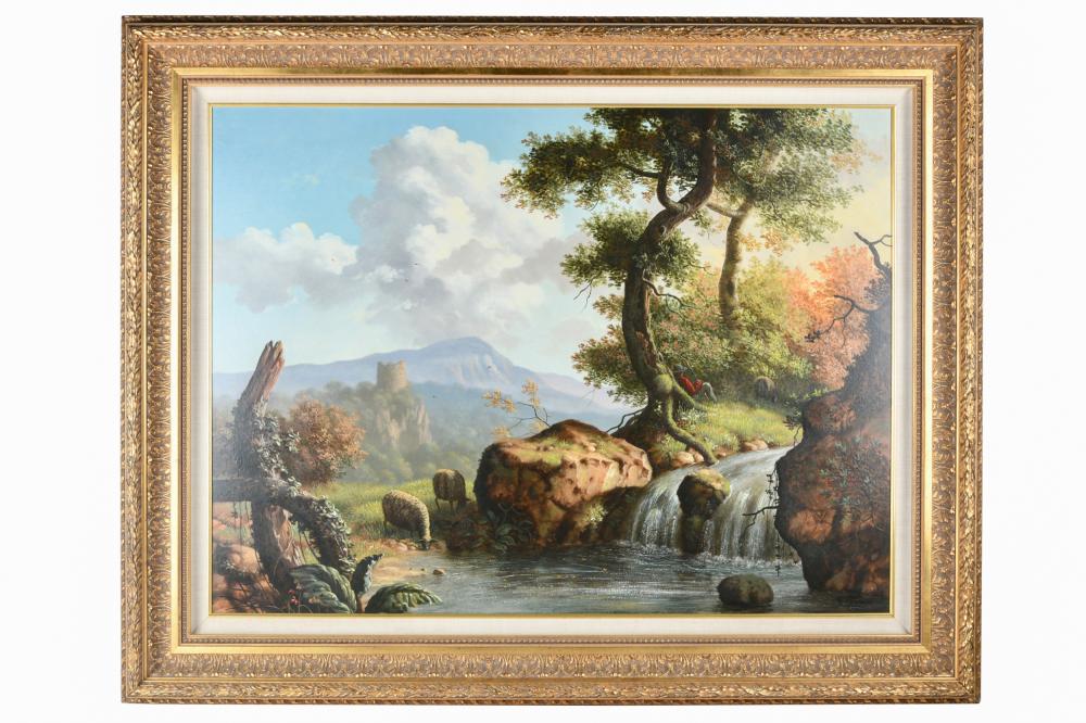 Appraisal: RICHARD PETERSON B STREAM IN LANDSCAPE oil on board signed