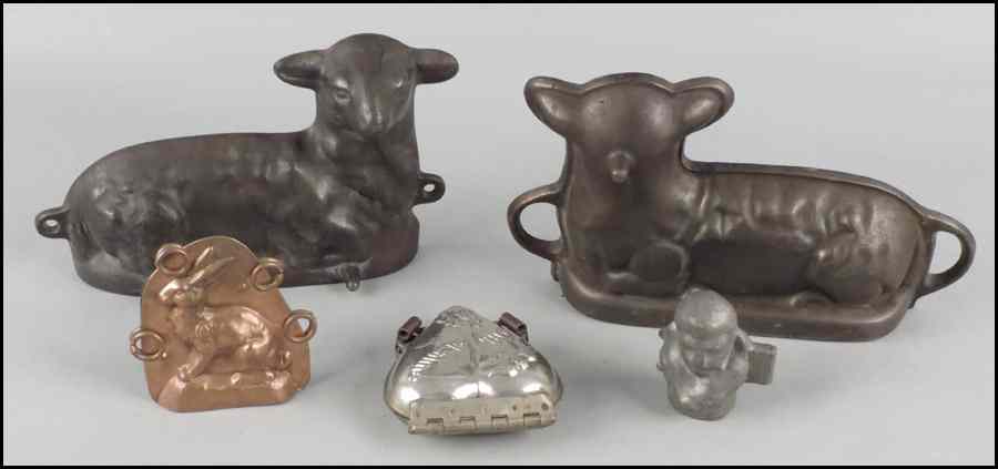 Appraisal: CAST IRON LAMB MOLD Together with a copper bunny mold