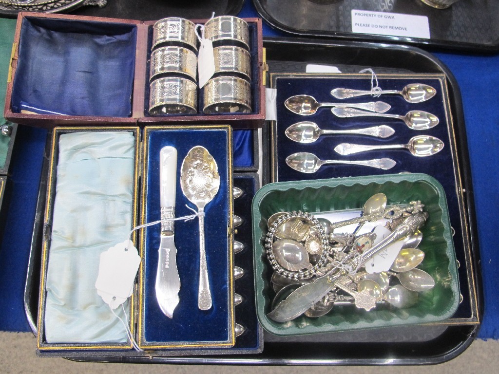 Appraisal: A tray lot of EP - napkin rings spoon set