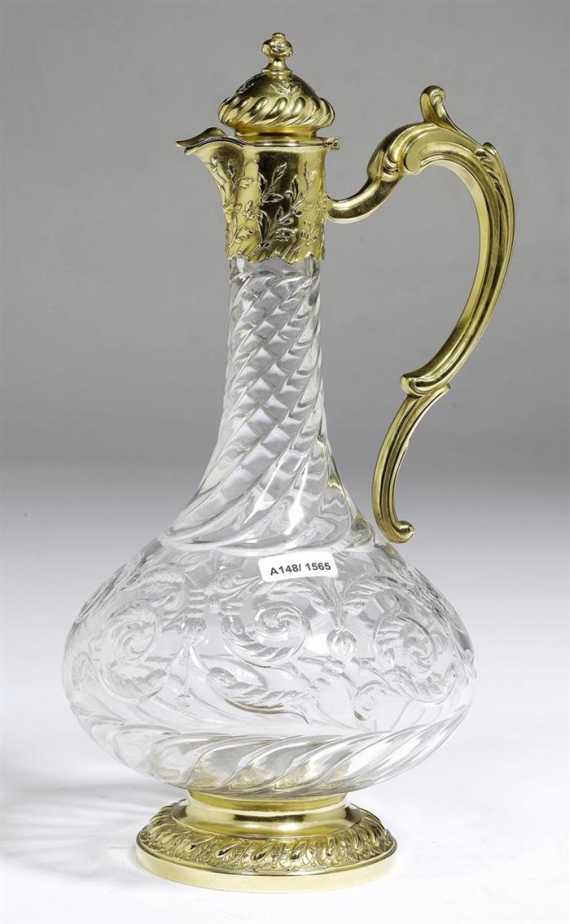 Appraisal: CARAFE Paris circa Charles-Nicolas Odiot Cut-crystal with vermeil mounts H