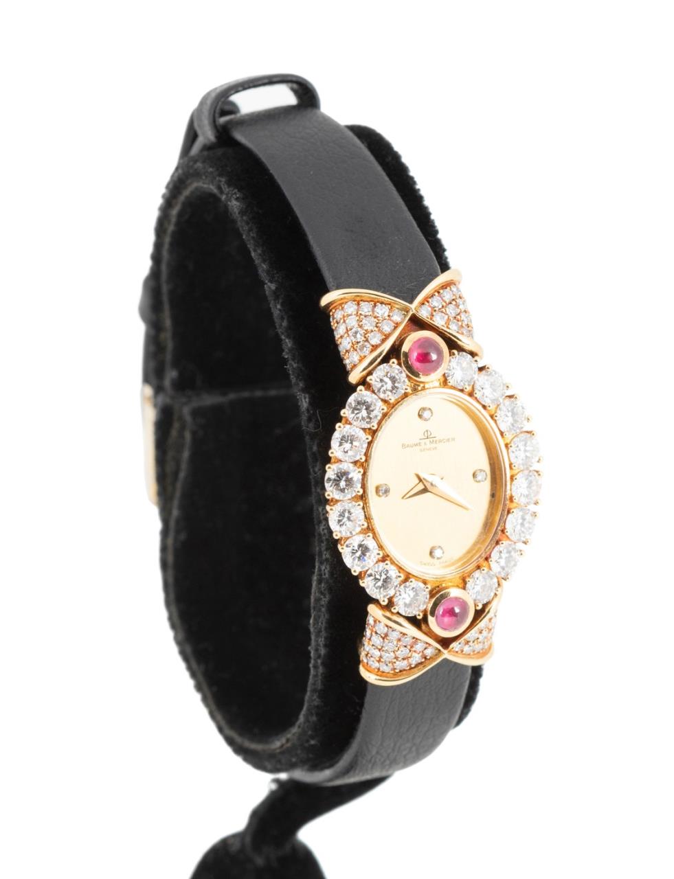 Appraisal: LADIES' BAUME MERCIER K YG DIAMOND WATCH Baume Mercier k