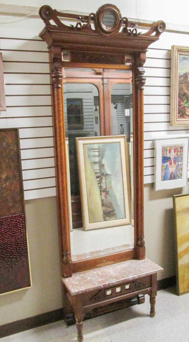 Appraisal: VICTORIAN OAK PIER MIRROR Forbes Breeden Furniture Dealers Portland Oregon