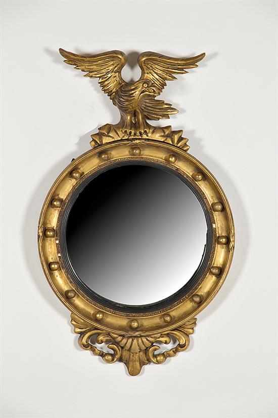 Appraisal: Federal style giltwood convex mirror late th century spread-winged eagle