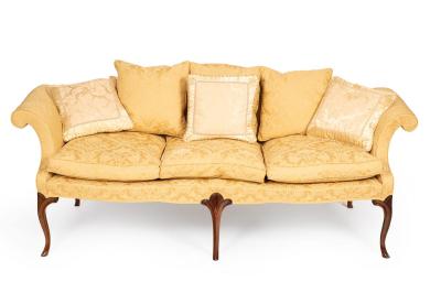 Appraisal: A George III mahogany framed upholstered sofa in cream floral