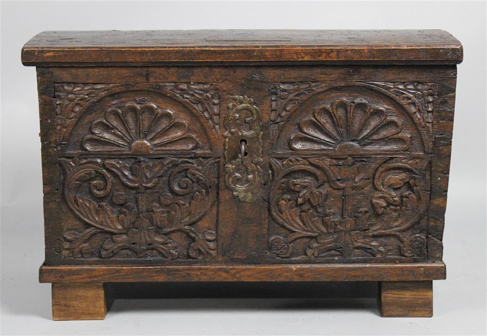 Appraisal: RENAISSANCE STYLE CARVED OAK TRUNK PARTIALLY TH TH CENTURY the