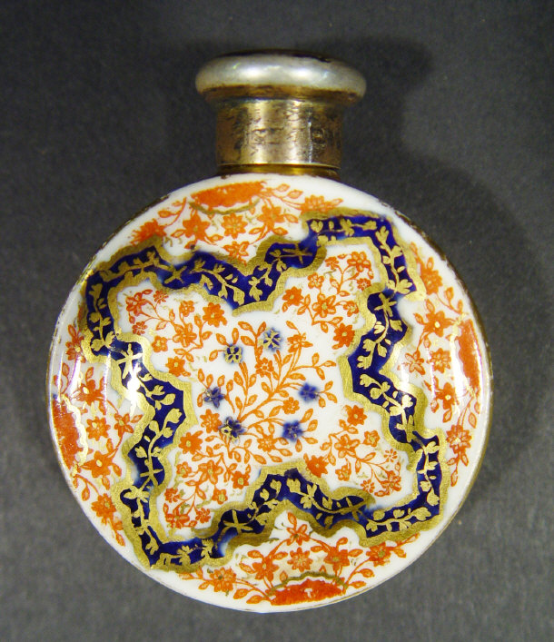 Appraisal: Royal Crown Derby style moon shaped china scent bottle hand