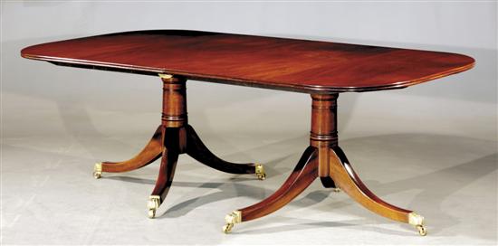 Appraisal: Georgian style mahogany double pedestal banquet table th centuryrectangular top