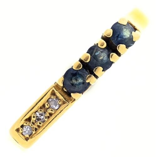 Appraisal: A sapphire and diamond ring illusion set in gold marked