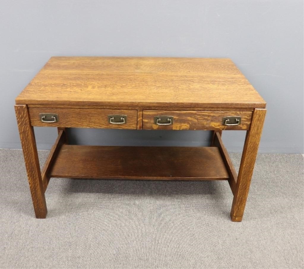 Appraisal: Stickley oak library desk table h x w x d