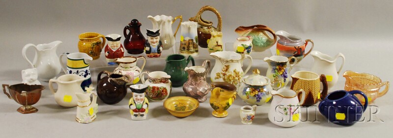 Appraisal: Collection of Mostly Ceramic Creamers Twelve Pieces of Milk Glass