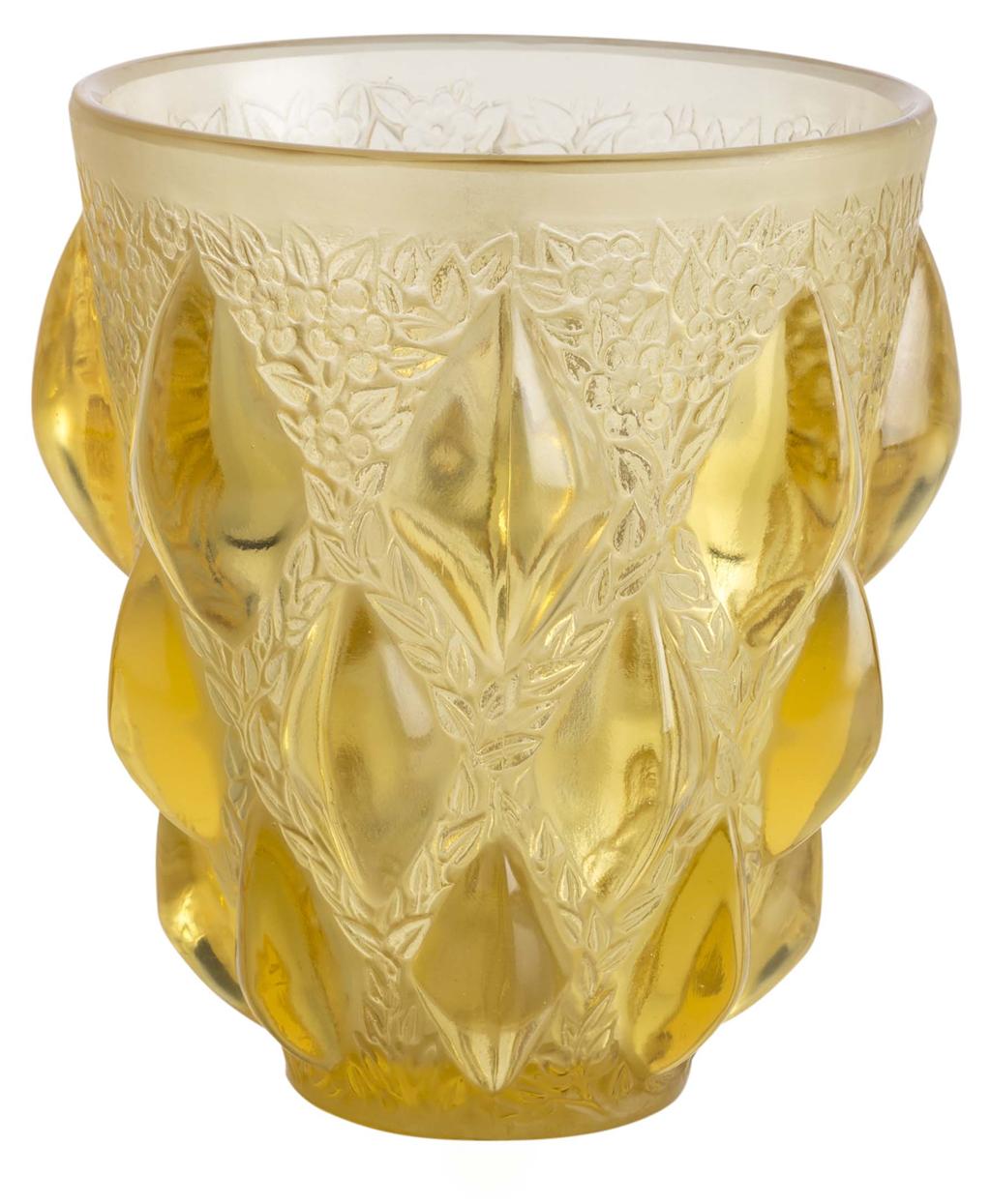 Appraisal: REN LALIQUE - 'RAMPILLON' AMBER GLASS VASE DESIGNED of tapered