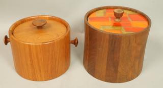 Appraisal: pc Danish Teak Ice Buckets Staved Teak Buc pc Danish