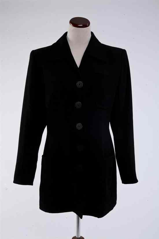 Appraisal: YVES SAINT LAURENT BLACK WOOL PIQUE JACKET s size FR