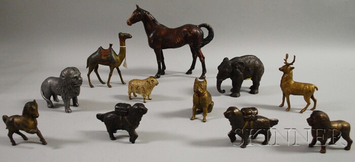 Appraisal: Eleven Painted Cast Iron and Metal Animal Figural Still Banks