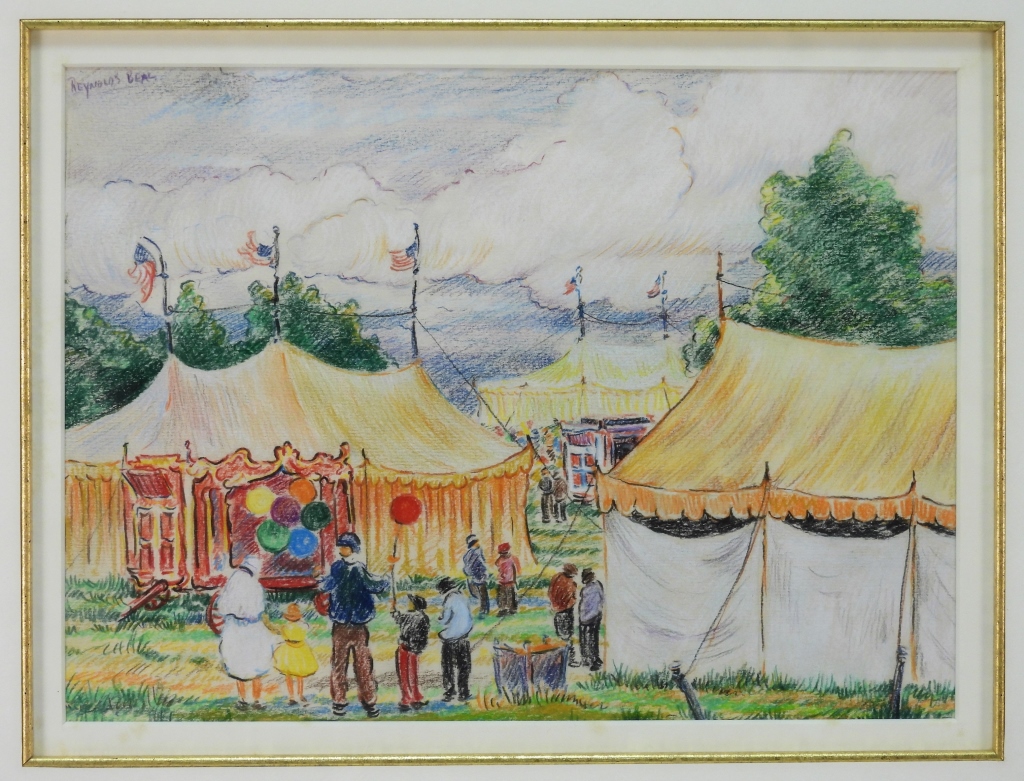 Appraisal: REYNOLDS BEAL CIRCUS SCENE ILLUSTRATION DRAWING Massachusetts Rhode Island -