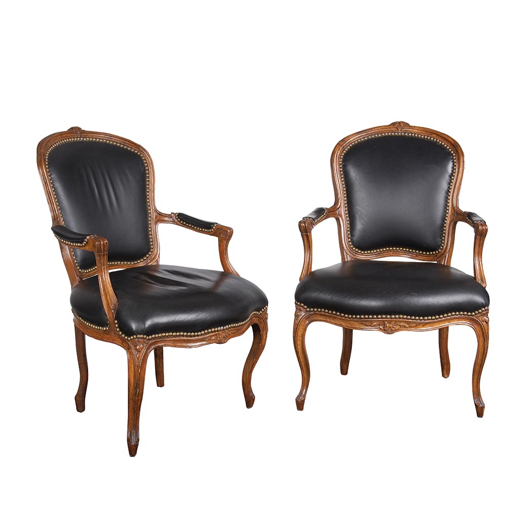 Appraisal: Pair of Louis XV Beechwood Fauteuils en Cabriolet Mid th