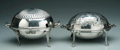 Appraisal: Two revolving silver plated servers both Sheffield England no monograms