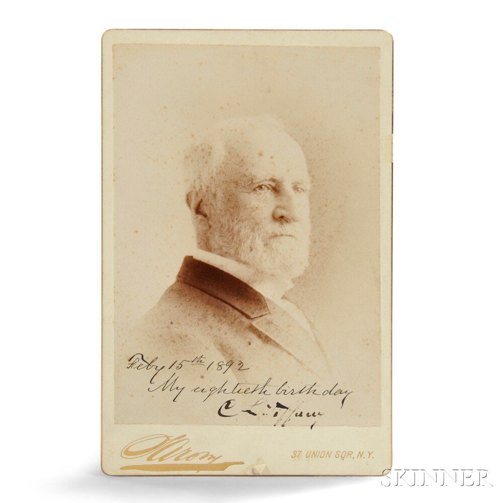 Appraisal: Photograph of C L Tiffany Autographed Cabinet Card Photographic paper