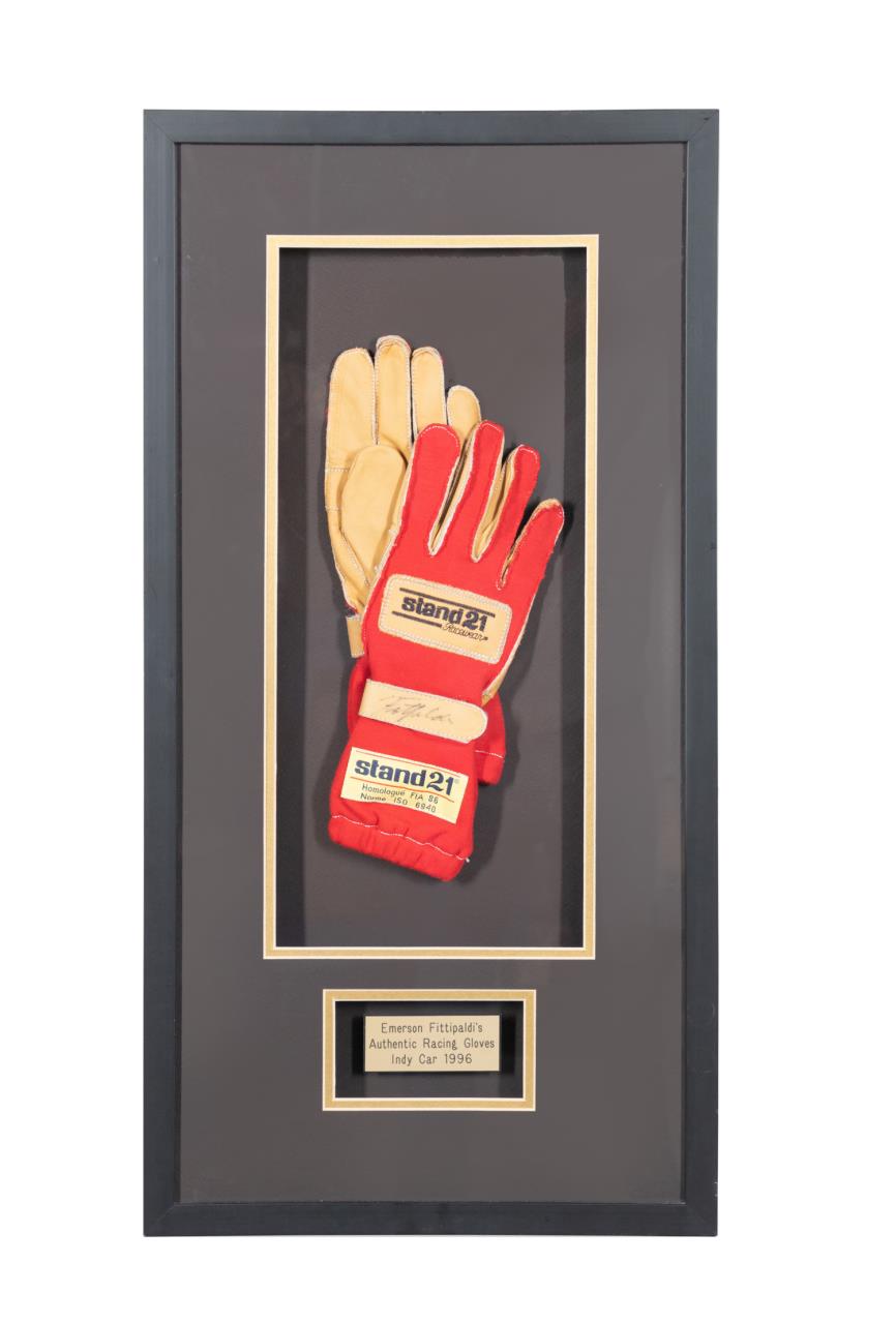 Appraisal: EMERSON FITTIPALDI INDY RACING GLOVES Autographed Emerson Fittipaldi Indy Car