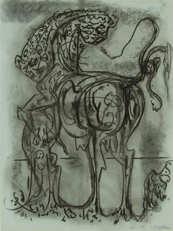 Appraisal: ANDRE MASSON French - Chimere charcoal signed lower right title