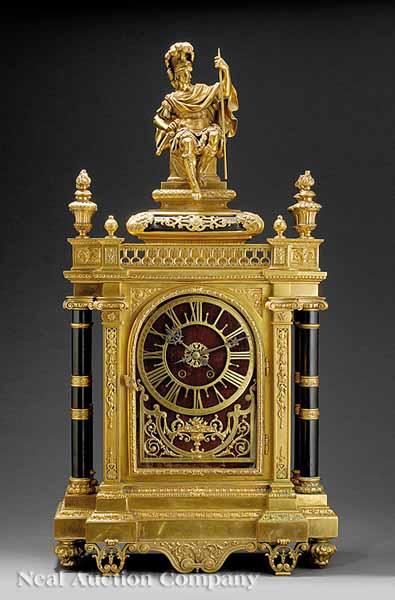 Appraisal: A Monumental Antique Continental Gilt Bronze and Ebonized Figural Clock