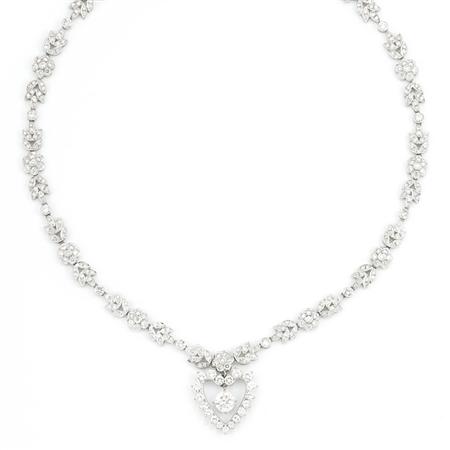 Appraisal: Diamond Floret Necklace with Diamond Heart Pendant Estimate -