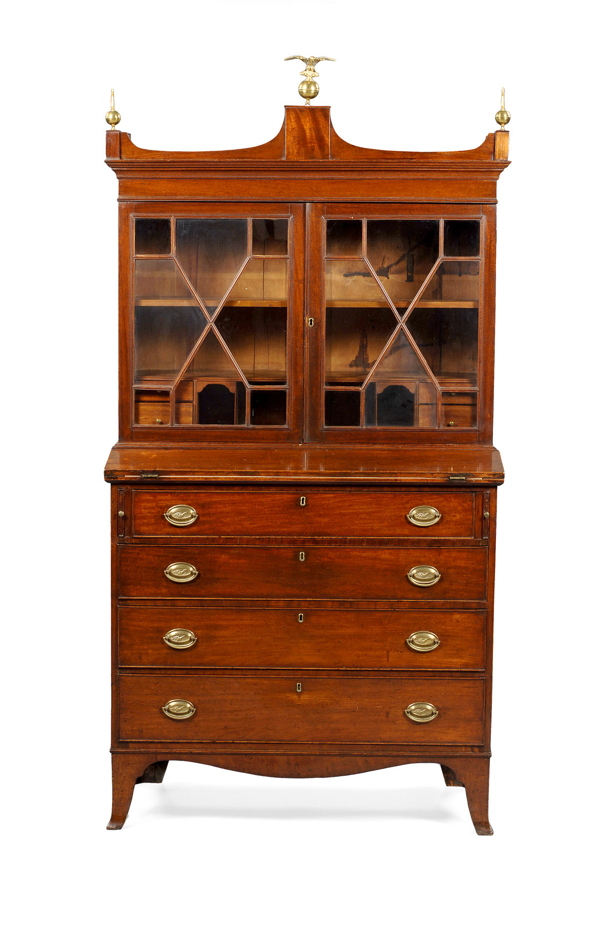 Appraisal: MASSACHUSETTS HEPPLEWHITE MAHOGANY SECRETARY In two parts the upper with