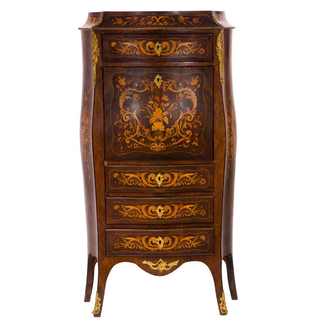 Appraisal: A FRENCH LOUIS XV STYLE BRONZE MOUNTED AND MARQUETRY DECORATED