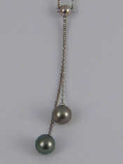 Appraisal: A white metal tests carat gold grey cultured pearl negligee