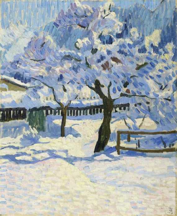 Appraisal: GIACOMETTI GIOVANNI Stampa - Glion The garden in winter Oil