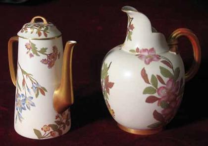 Appraisal: Two piece Royal Worcester porcelain group H of pitcher in