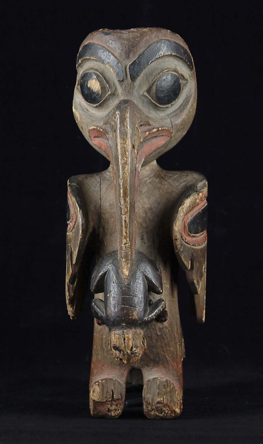 Appraisal: ANTIQUE NORTHWEST COAST CARVED WOODEN FIGURE TLINGIT TH CENTURY Long