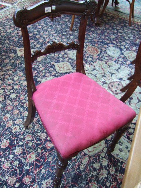 Appraisal: A set of three early th century mahogany dining chairs