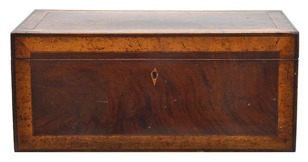 Appraisal: A LARGE CROSS BANDED MAHOGANY TEA CADDY TH CENTURY