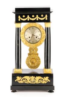 Appraisal: French Empire Style Ormolu Mounted Portico Clock French circa French