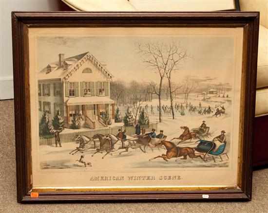 Appraisal: Anonymous ''American Winter Scene'' Joseph Hoover Philadelphia colored lithograph x