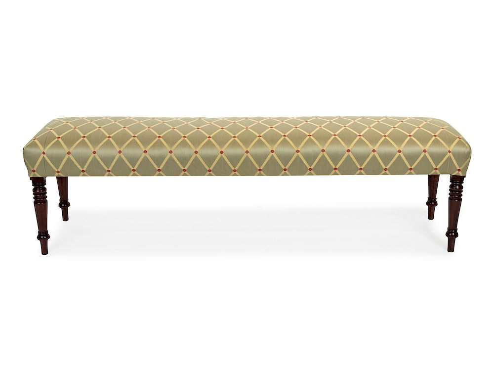 Appraisal: An English Upholstered Mahogany Bench An English Upholstered Mahogany Bench