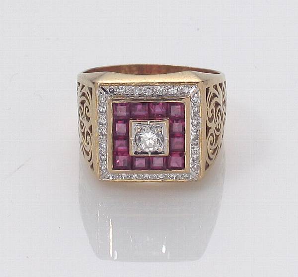 Appraisal: A diamond ruby and k gold ring