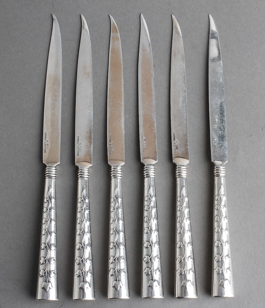 Appraisal: Tiffany Co Sterling Silver Fruit Knives Set of Tiffany Co