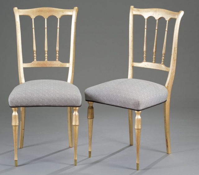 Appraisal: Pair of Italian Chiavari Chairs Wood with gold leaf H