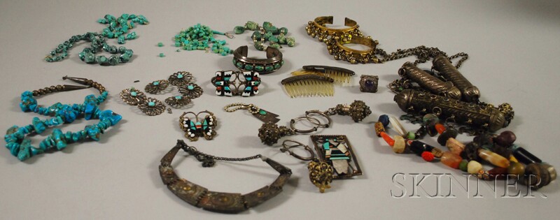 Appraisal: Group of Tribal and Ethnic-style Jewelry including Southwest-style turquoise necklaces