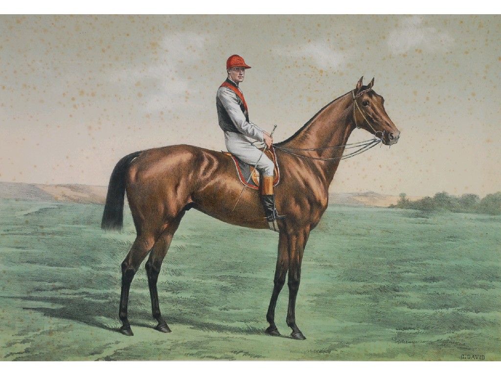 Appraisal: AFTER G DAVID LITHOGRAPHIC PRINT IN COLOURS 'Ragotsky' a racehorse