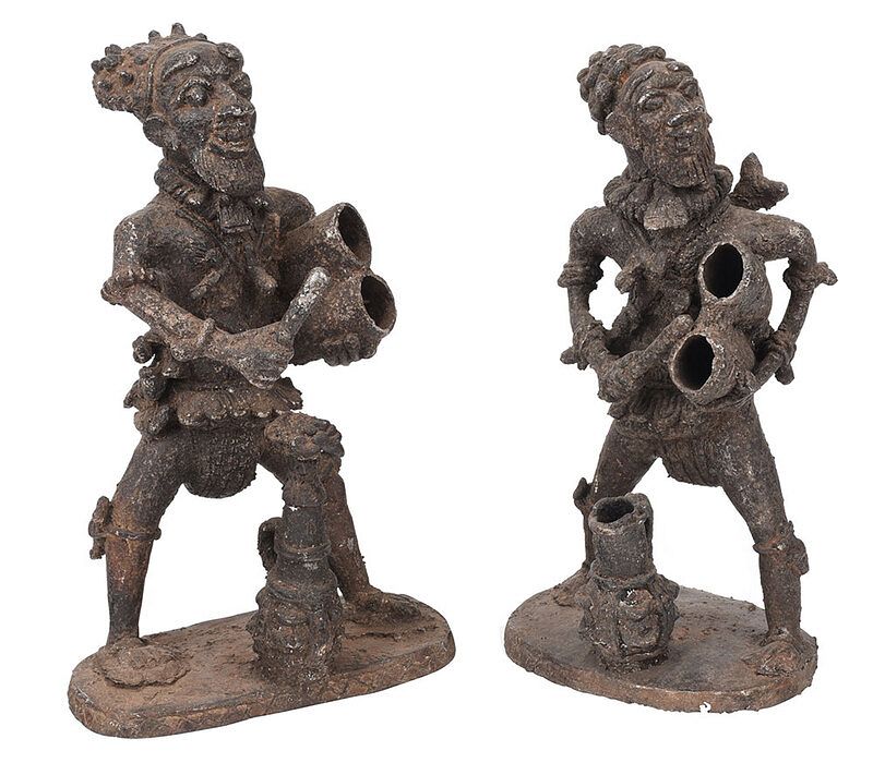 Appraisal: Two Cast Metal Bamenda Style Figures Cameroonian Western Grassfields area