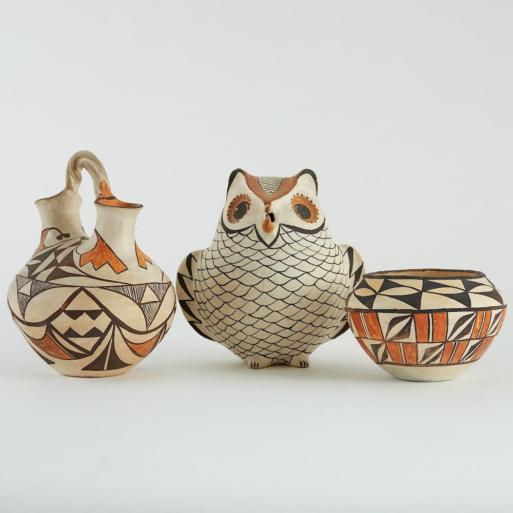 Appraisal: Group of Acoma Pueblo Pottery Pieces Group of three Acoma