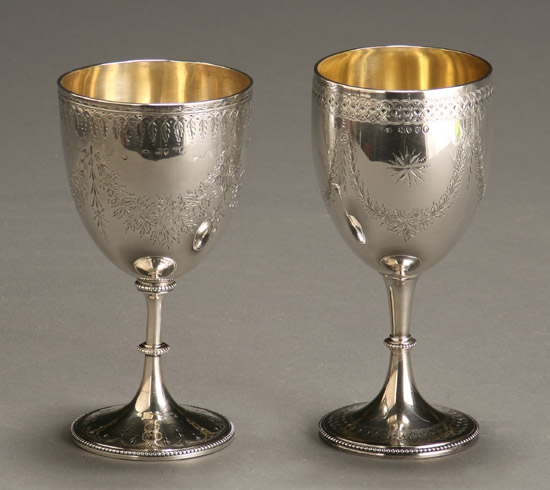 Appraisal: Two Victorian Silver Wine Goblets The first C T G