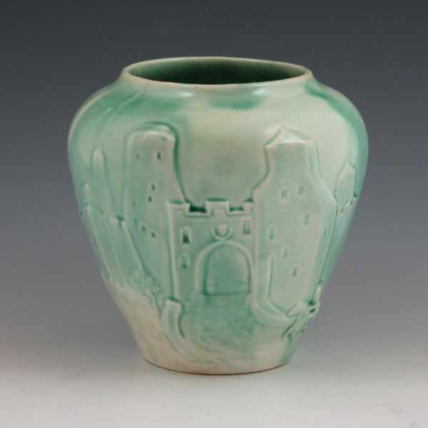 Appraisal: Meric castle vase in light green gloss Marked with raised