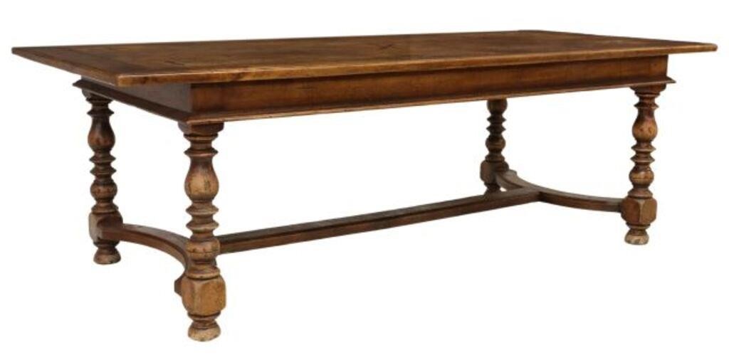 Appraisal: Rustic French walnut dining table th c having rectangular top