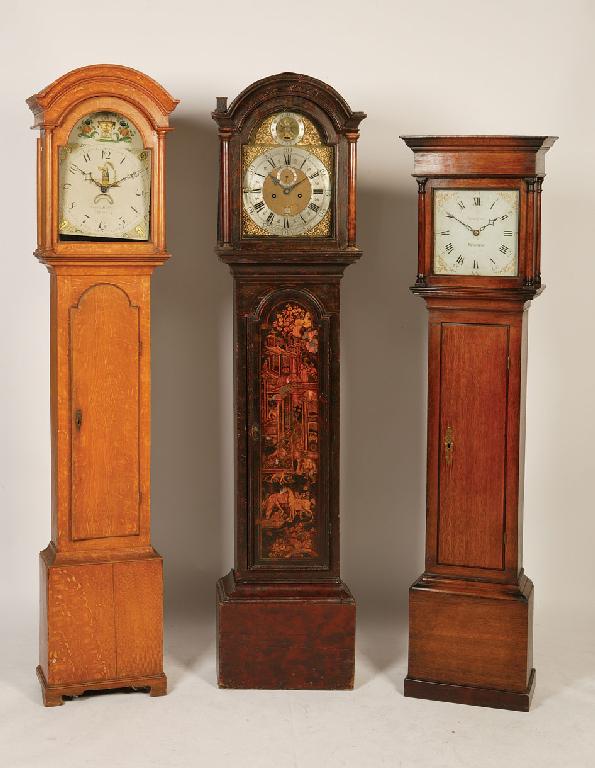 Appraisal: A GEORGE III OAK LONGCASE CLOCK the white enamel dial